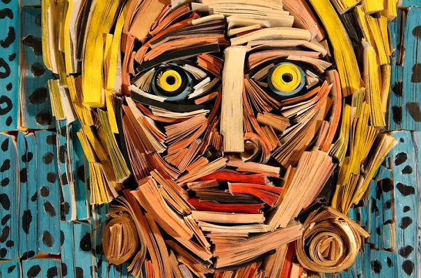 變廢為寶：舊書報(bào)變成藝術(shù)雕塑(圖1)